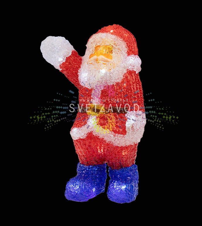 Детальное фото светодиодной акриловой фигуры 3D Санта Клаус с 40 LED, защитой IP65 и блоком питания 24В.