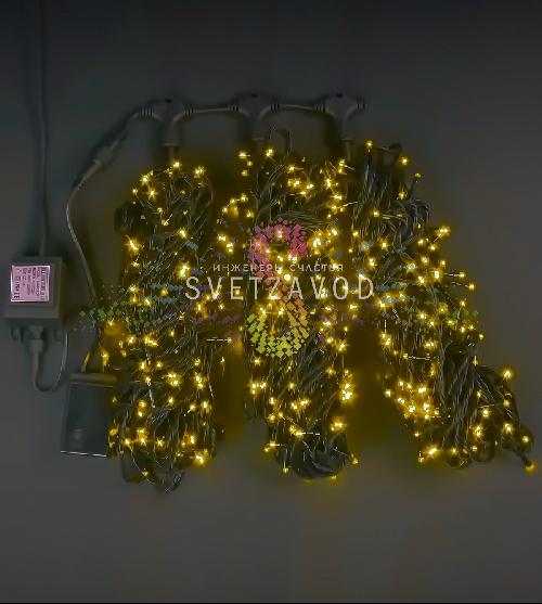 Клип Лайт Спайдер, 24В, 3 нити по 20м, желтый, мерцающий, WF, черный ПВХ, IP54, Rich Led