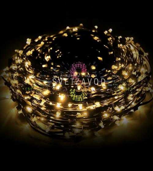 Клип Лайт 12В, фиксинг, теплый белый, 666 LED, 100м, темно-зеленый ПВХ, IP65, с трансформатором