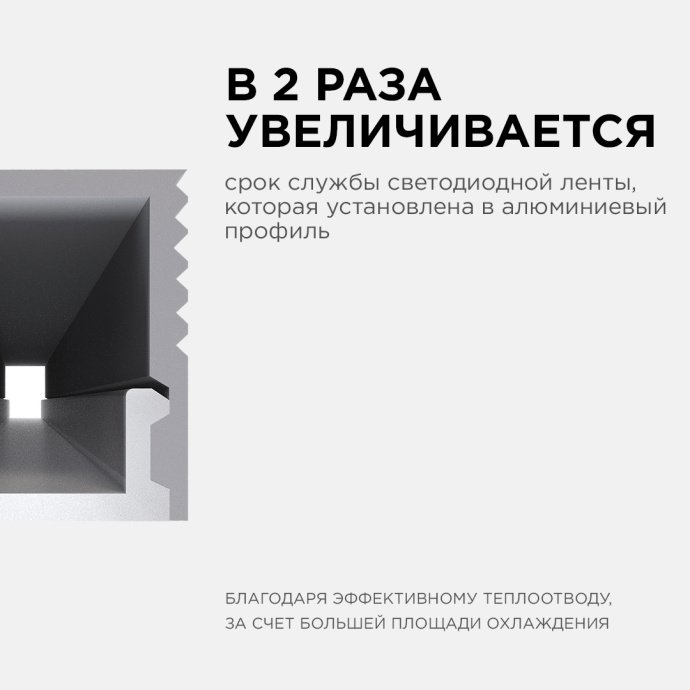 Анодированный алюминиевый профиль П-образный накладной 7,8х9х2000мм серебристый с матовым поликарбонатным рассеивателем, IP44