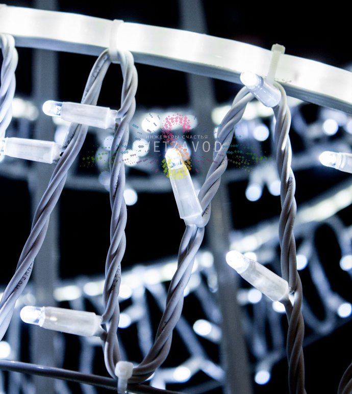 Детальное фото светодиодной консоли Танцующие кольца 220х90см. Видны металлический каркас, гибкий LED-дюралайт и светодиоды.