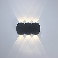 Черный настенный LED светильник, теплый белый 3000K, 6Вт 450лм, IP54, алюминий, стекло, 155х80х35мм
