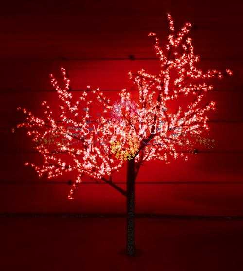 Светодиодное дерево Сакура, 2,5 м, Ø2 м, красное, 24B, 1728LED, IP54