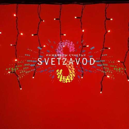 Светодиодная бахрома Айсикл, 4,8х0,6м, мерцающая, 220В, красная, черный каучук, IP65, с блоком