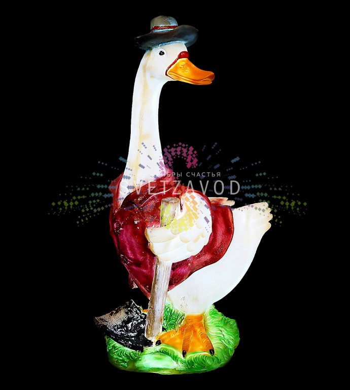 Детальное фото светодиодной фигуры Гусь с мотыгой. Видны текстура стекловолокна, внутренняя LED-подсветка и элементы конструкции.