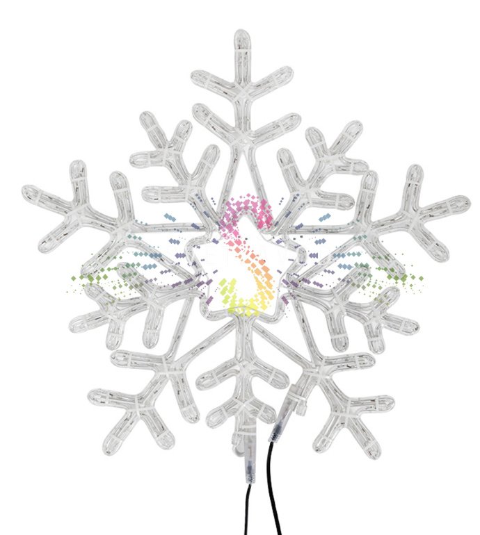 Детальное фото светодиодной снежинки 60 см на металлическом каркасе. Видны светодиоды, контроллер и крепление.