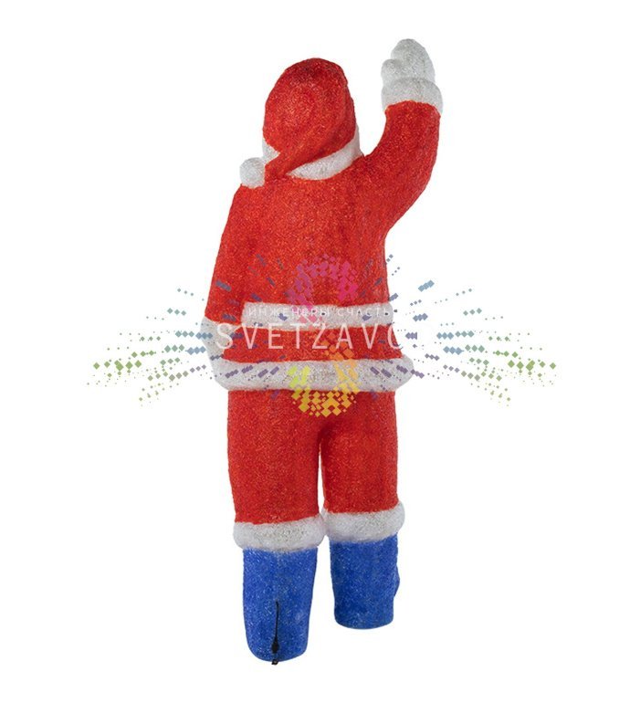 Детальное фото акриловой 3D фигуры Санта Клауса с 4400 светодиодами, демонстрирующее металлический каркас и качество сборки для уличного использования.