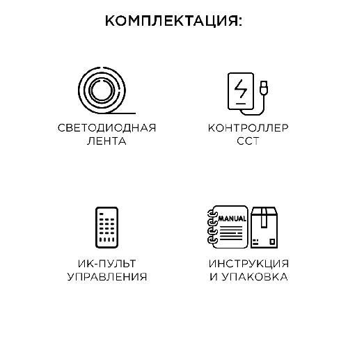 Комплект светодиодной ленты 12В, 14,4Вт/м, smd5050, 60д/м, IP20, 700Лм/м, 2,5м, 3000К+6500К.