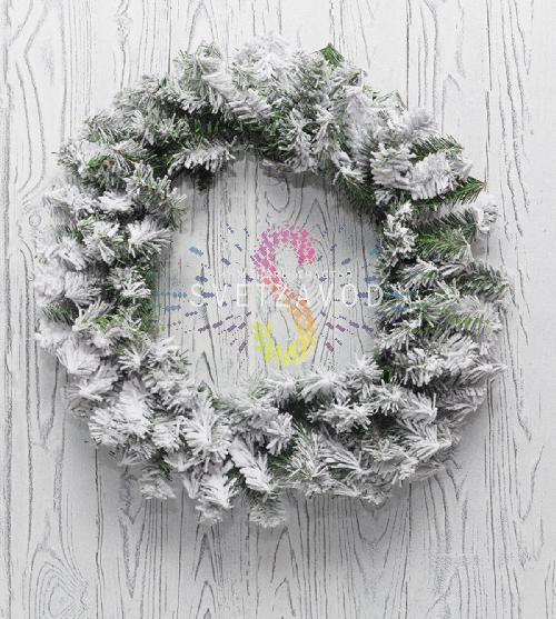 Рождественский еловый венок заснеженный, Ø60см, ветки ПВХ, Neon-Night