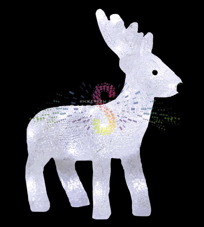 Детальное фото акриловой светодиодной фигуры 3D Оленёнок (Neon-Night SAK-407) размером 30х14х35 см с работающей подсветкой из 40 светодиодов.