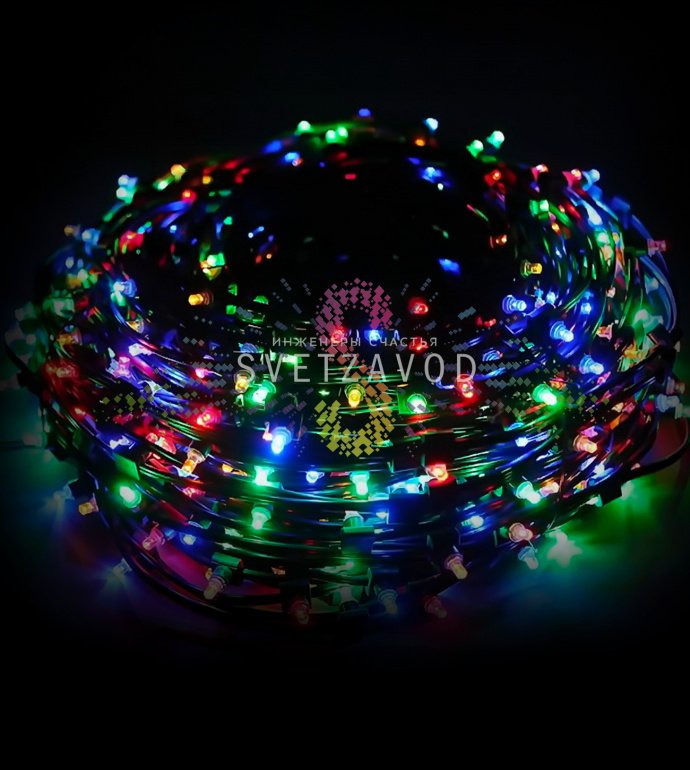 Детальное фото Клип Лайт 12В: провод ПВХ темно-зеленый, светодиоды с защитными колпачками, расстояние 15 см.