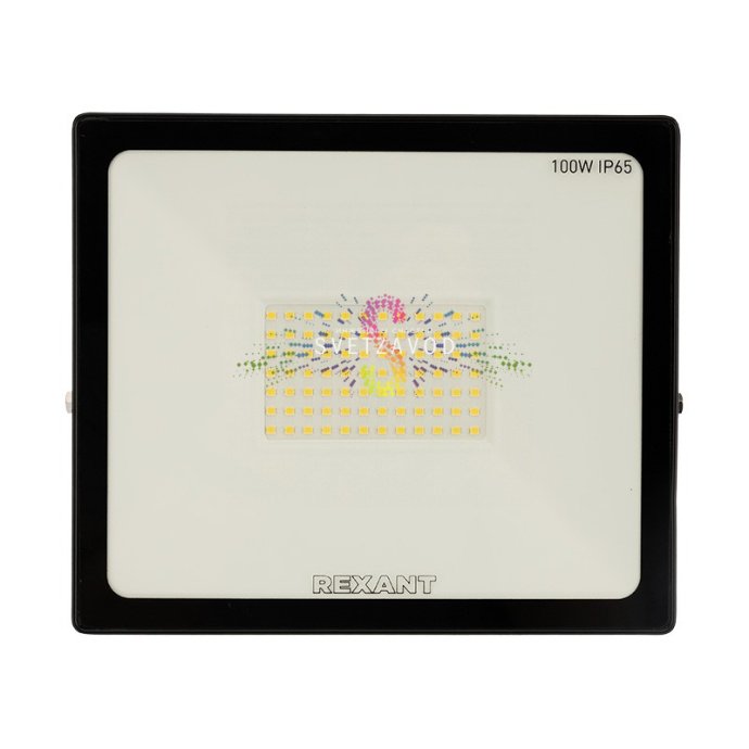 Прожектор светодиодный REXANT 100Вт, черный алюминиевый корпус, размеры 22х19х5 см, стеклянный рассеиватель, поворотный кронштейн Прожектор светодиодный REXANT 100Вт, черный алюминиевый корпус, размеры 22х19х5 см, стеклянный рассеиватель, поворотный кронштейн