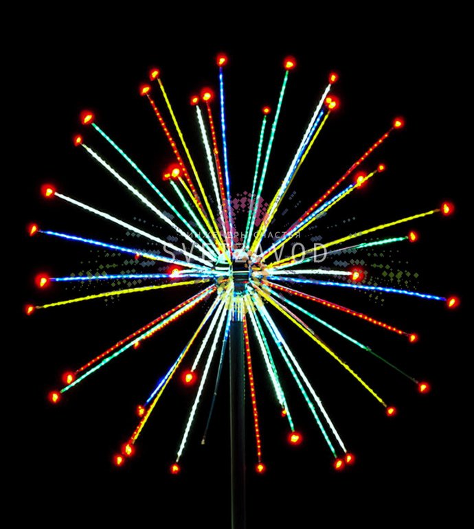 Детальное фото светодиодного фейерверка Шар Ø3м на металлическом каркасе с контроллером и блоком питания в комплекте.