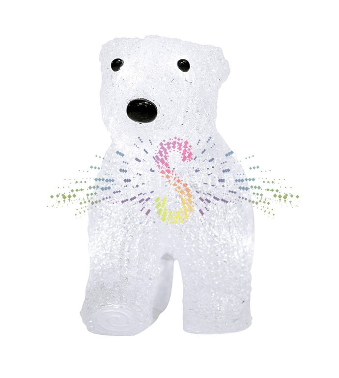 Детальное фото акриловой светодиодной фигуры 3D Медвежонок от Neon-Night. Видны объемная форма, равномерная подсветка по контуру, размеры 24х11х18 см.