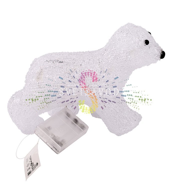 Детальное фото акриловой светодиодной фигуры 3D Медвежонок от Neon-Night. Видны объемная форма, равномерная подсветка по контуру, размеры 24х11х18 см.