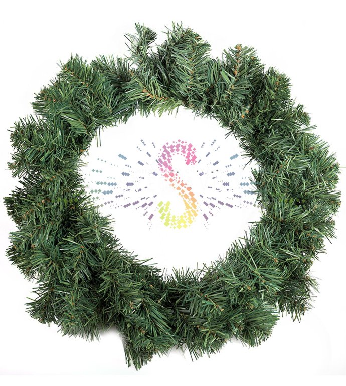 Детальное фото рождественского елового венка Neon-Night диаметром 45 см, изготовленного из 100 веток ПВХ с мягкими иголками.