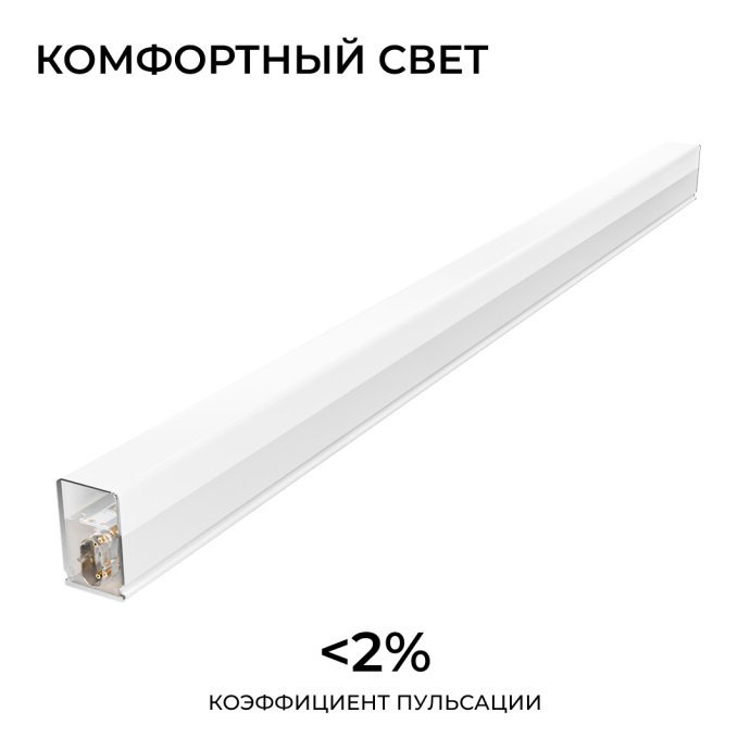 Белый светодиодный линейный светильник НЭТ 12Вт, холодный свет 6500К, 570мм, комплект креплений и коннектор, накладной.