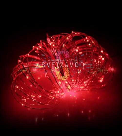 Гирлянда Роса, 10м, 100 LED, 12В, красная, IP65, без блока питания