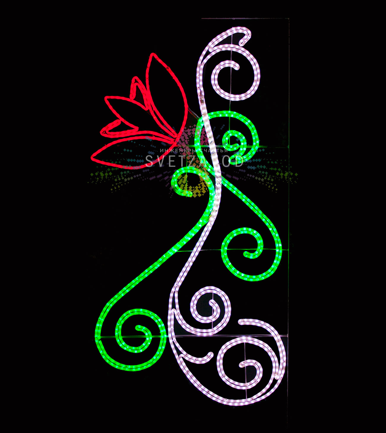 Светодиодная консоль "Красный цветок", 200х90см, белая, зеленая, красная