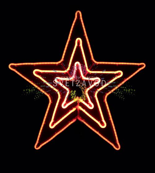 Светодиодная звезда 83см, красная, чейзинг, неон, 12B, IP65