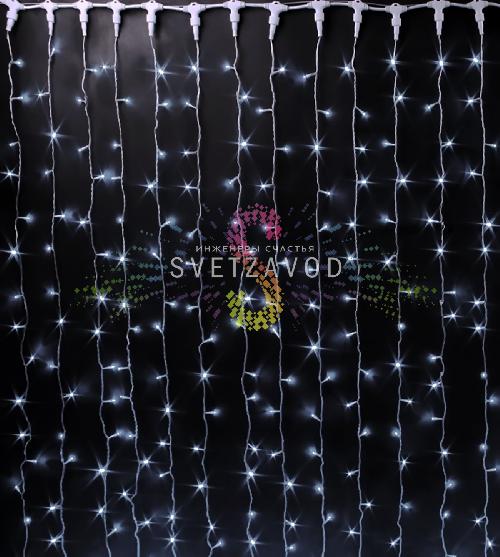 Светодиодный дождь 2х2м, белый, фиксинг, прозрачный ПВХ, 220В, IP65, Rich Led