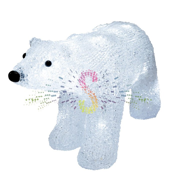 Детальное фото акриловой светодиодной фигуры 3D Медведь от Neon-Night с равномерной подсветкой 24 светодиодами, размеры 34.5х12х17 см.