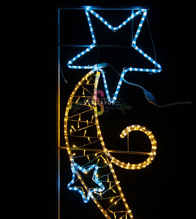 Детальное фото светодиодной консоли Звездный путь 150х60 см с металлическим каркасом, полимерным покрытием и светодиодами белого и теплого белого свечения.