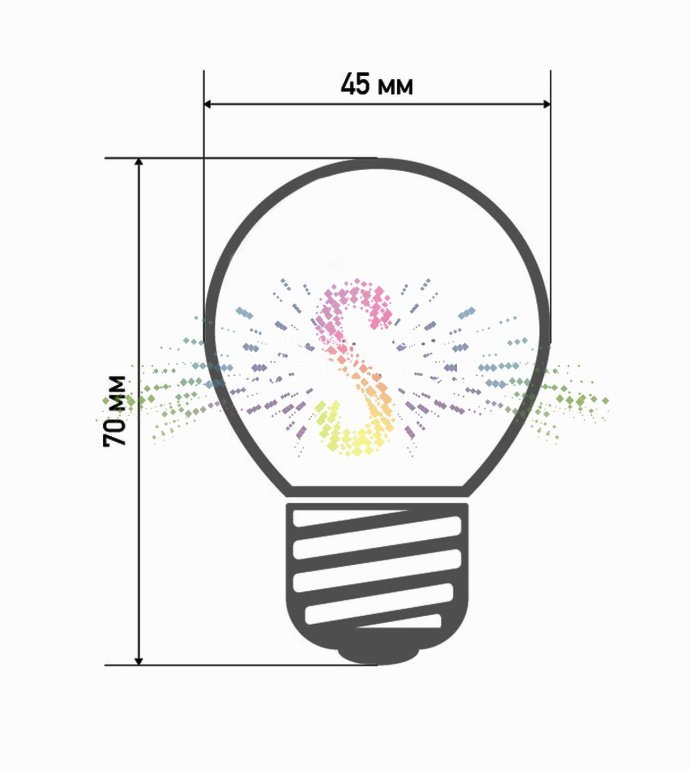 Детальное фото декоративной светодиодной лампы Е27: прозрачная пластиковая колба, 6 светодиодов SMD, стандартный цоколь, компактный размер 71x45 мм. Детальное фото декоративной светодиодной лампы Е27: прозрачная пластиковая колба, 6 светодиодов SMD, стандартный цоколь, компактный размер 71x45 мм.