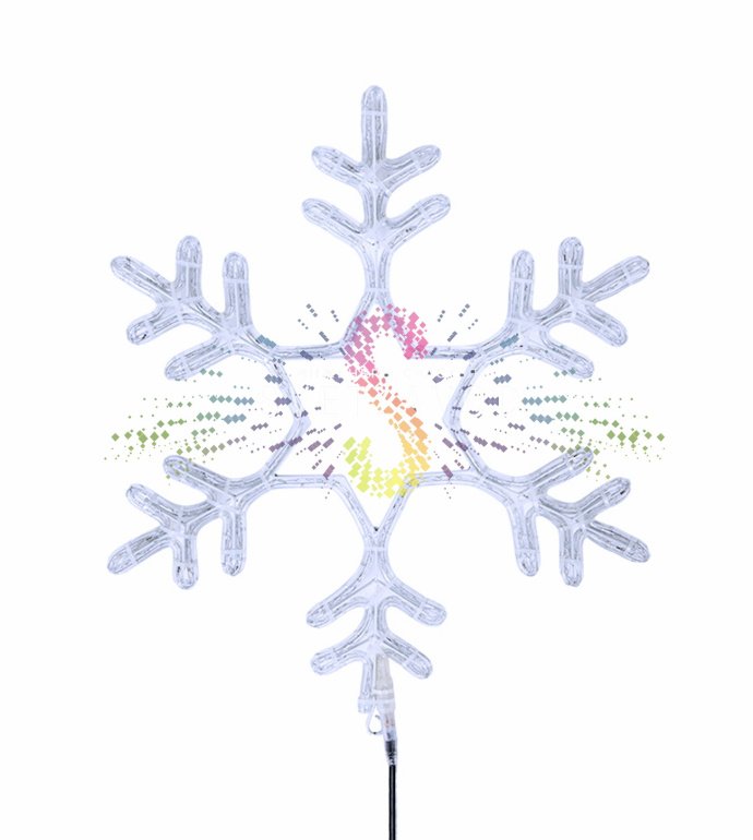 Детальное фото светодиодной снежинки Neon-Night 55 см с холодным белым свечением, металлическим каркасом и степенью защиты IP65.