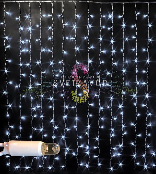 Светодиодный дождь 2х1,5м, белый, мерцающий, WF, белый ПВХ, 220В, IP65, Rich Led