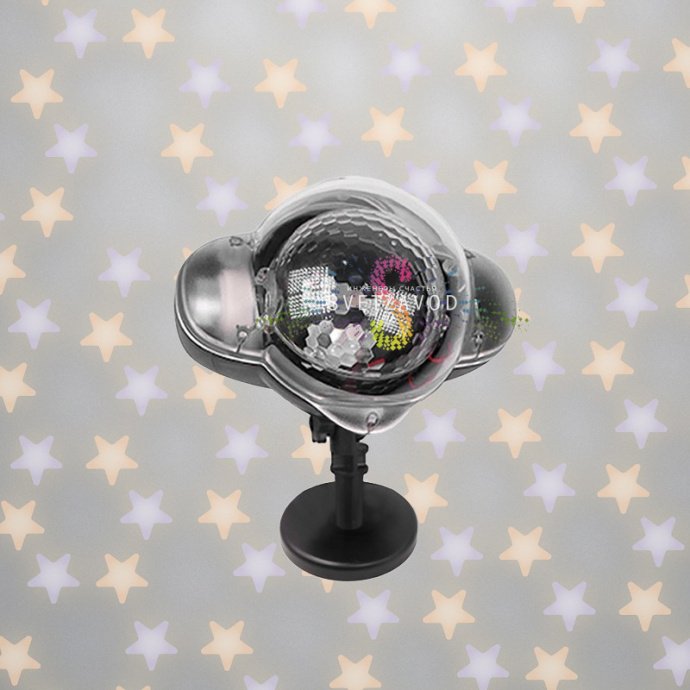 Светодиодный проектор Звездное небо Neon-Night черного цвета из АБС-пластика с пультом ДУ, кабелем 3 м и блоком питания.