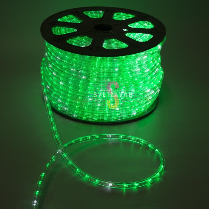 Дюралайт круглый, Ø 13мм, зеленый, 20м, 24В, 2W, 36 led/м, фиксинг