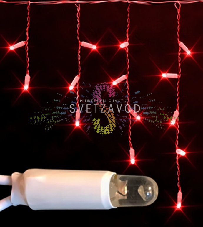 Красная светодиодная бахрома Айсикл Rich Led длиной 3 метра с нитями разной длины, подключенная к сети 220В, с защитой IP65.