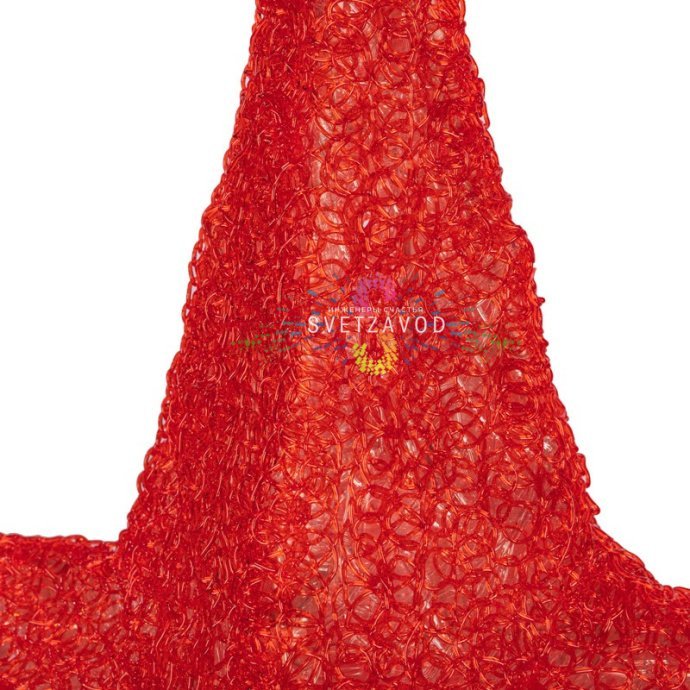 Крупный план красной акриловой светодиодной звезды Neon-Night с яркой равномерной подсветкой от 210 светодиодов, съемной трубкой для крепления и подвесом.