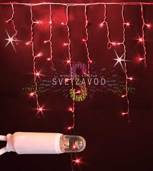 Светодиодная бахрома Айсикл, 3х0,9м, мерцающая, 220В, красная, белый ПВХ, IP65, Rich Led