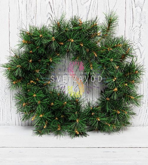 Рождественский еловый венок, Ø45см, ветки леска, Neon-Night