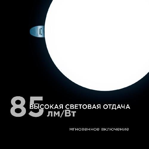 Панель светодиодная встраиваемая безрамочная, 24Вт (18Вт+6Вт), 230В/50Гц, 2040лм, 6500К, IP20