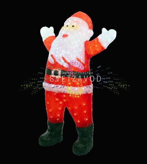 Акриловая фигура 3D Санта приветствует, 120х76 см, 320 LED, 24В, с трансформатором, Neon-Night