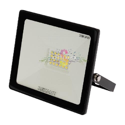 Прожектор светодиодный, холодный белый, 220В, 30Вт, черный корпус, REXANT