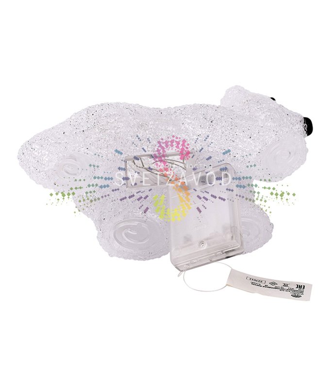 Детальное фото акриловой светодиодной фигуры 3D Медвежонок от Neon-Night. Видны объемная форма, равномерная подсветка по контуру, размеры 24х11х18 см.