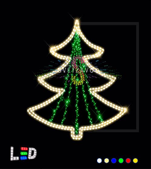 Светодиодная консоль "Елочка новогодняя" 130 см, теплая белая, зеленая