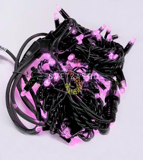 Гирлянда-нить Стринг Лайт, 220В, мерцающая, розовая, 10м, черный каучук, IP65, с шнуром