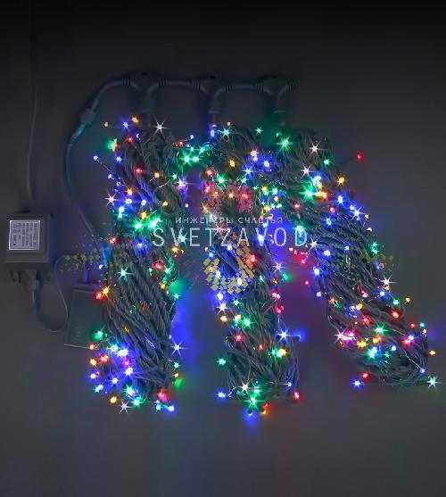 Клип Лайт Спайдер, 24В, 3 нити по 20м, мульти, чейзинг, зеленый ПВХ, IP54, Rich Led