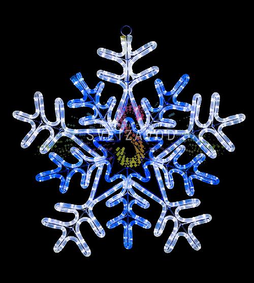 Светодиодная Снежинка, 60см, синяя+белая, с контроллером, 220В, IP65, Neon-Night