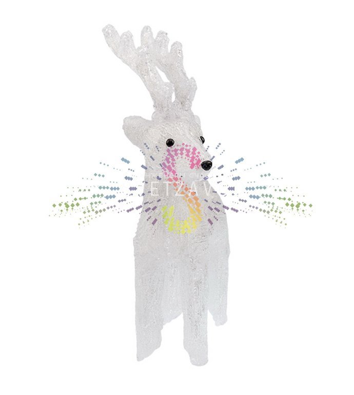 Детальное фото акриловой фигуры 3D Северный олень с яркой светодиодной подсветкой 100 LED, демонстрирующее металлический каркас и всепогодное исполнение IP65.