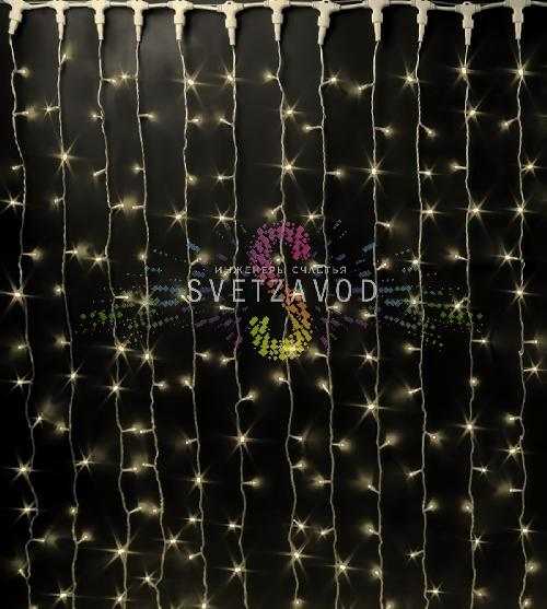 Светодиодный дождь Водопад, 3х2м, теплый белый, чейзинг, прозрачный ПВХ, 24В, IP54, Rich Led