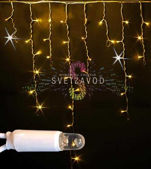 Светодиодная бахрома Айсикл, 3х0,9м, мерцающая, 220В, желтая, белый ПВХ, IP65, Rich Led