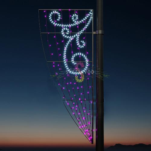 Светодиодная консоль "Вьюга", 187х76 см, белая, розовая