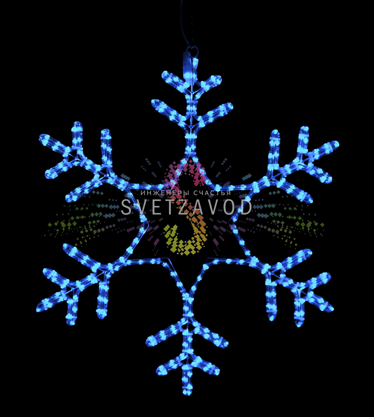 Светодиодная Снежинка, 76см, синяя, фиксинг, 220В, IP65