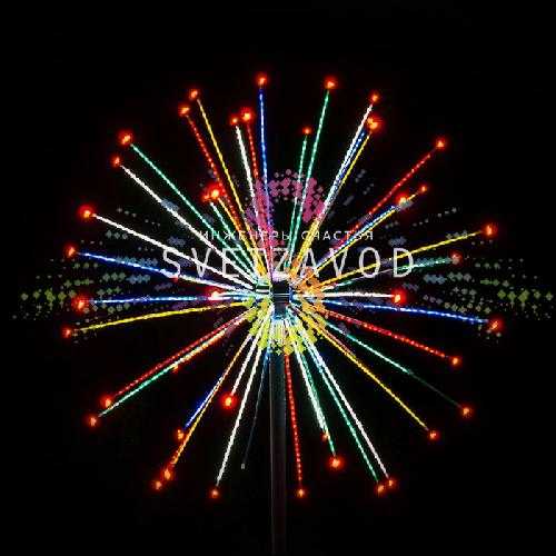 Световой мини-фейерверк "Шар", Ø1,4м, мульти, 24В, 25 лучей, ДУ